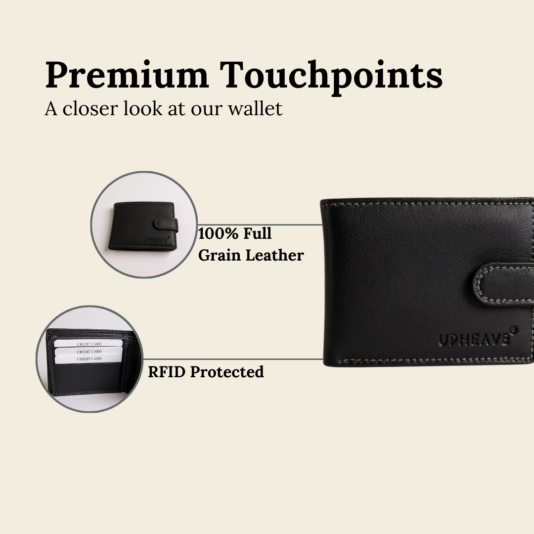 UpHeave Men’s Genuine Full-Grain Leather Wallet - Gift for Men