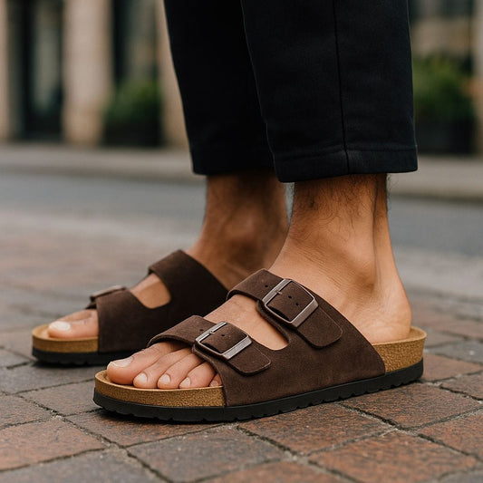 UpHeave Men Suede Leather Slippers - Classic Brown