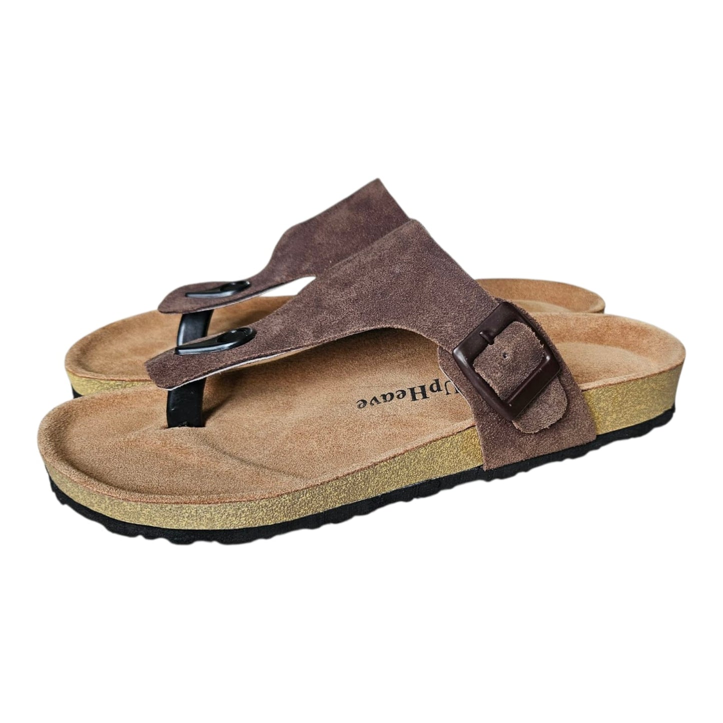UpHeave Men Suede Leather Slippers/Sandals - Classic Brown