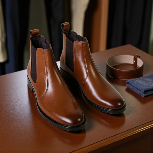 UpHeave Men’s Genuine Leather Chelsea Boots - Classic Tan