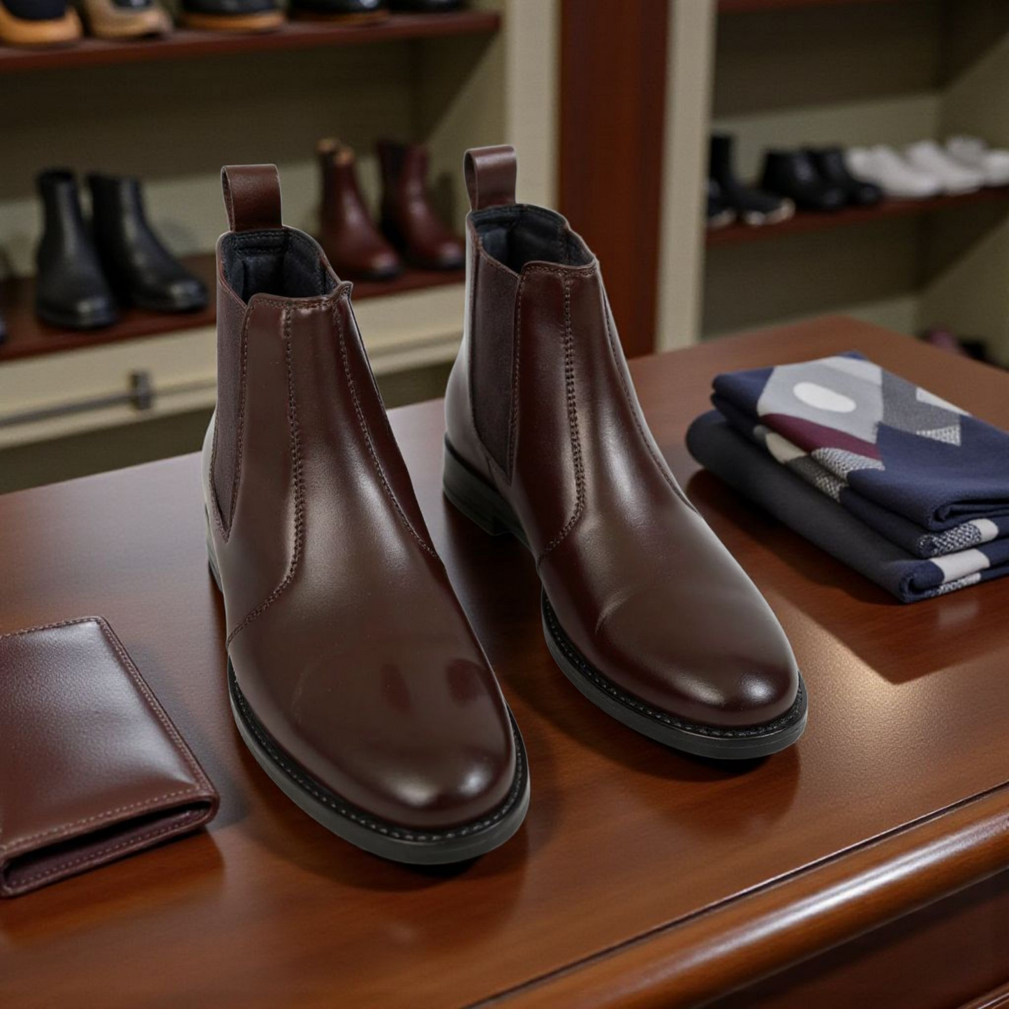 UpHeave Men’s Genuine Leather Chelsea Boots - Classic Brown