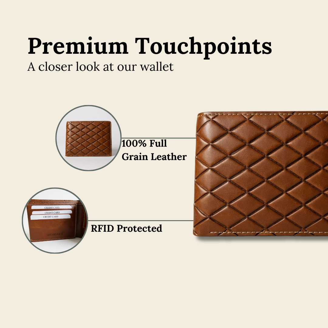 UpHeave Men’s Genuine Full-Grain Leather Wallet - Premium Gift for Men