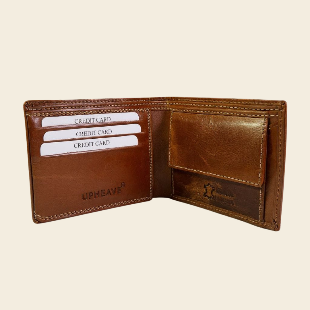 UpHeave Men’s Genuine Full-Grain Leather Wallet - Premium Gift for Men