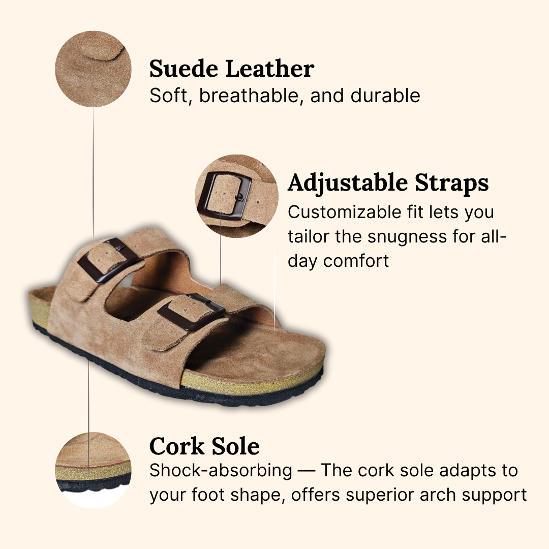 UpHeave Men Suede Leather Slippers - Warm Beige