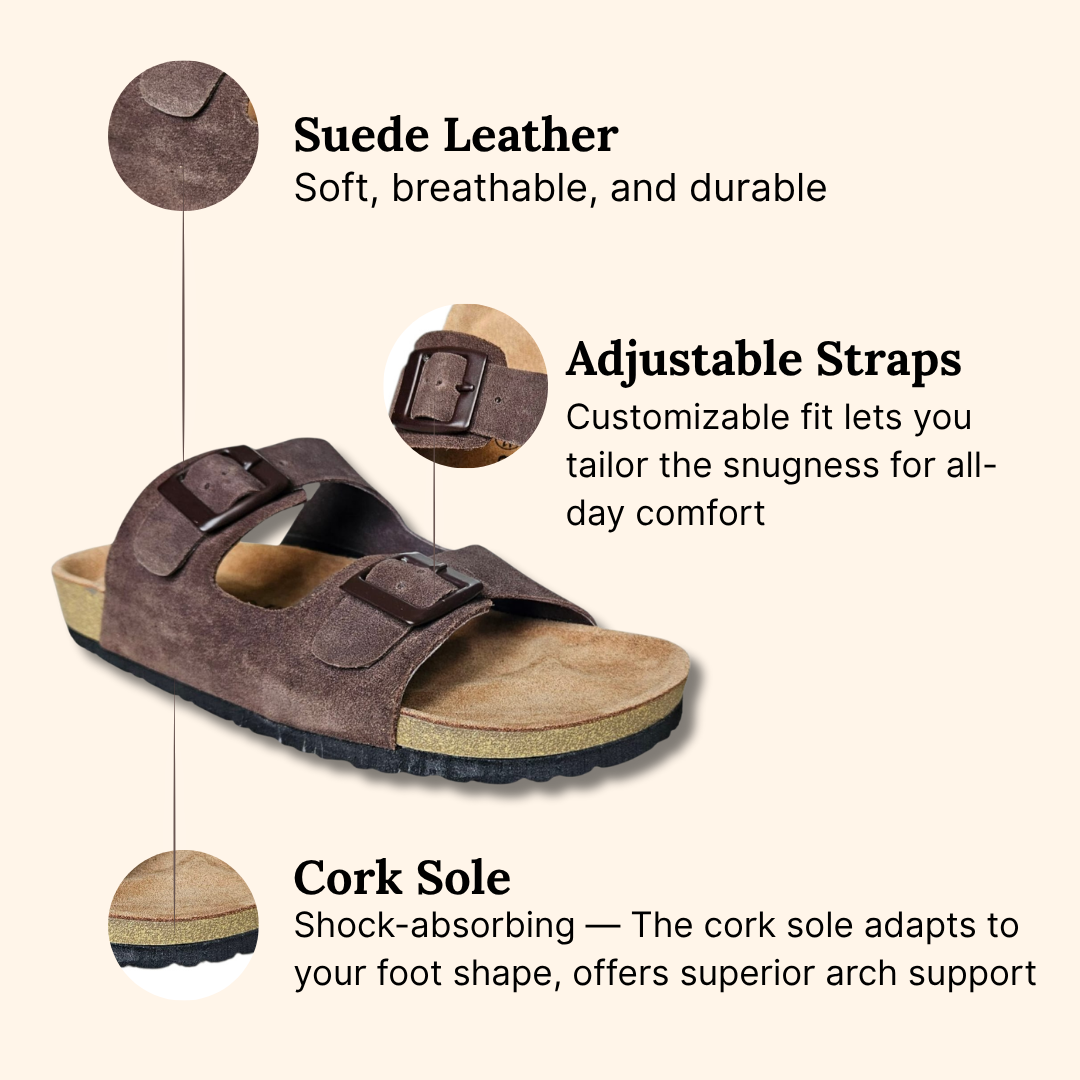 UpHeave Men Suede Leather Slippers - Classic Brown