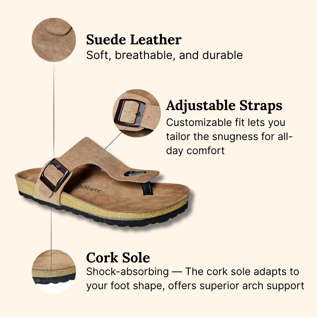 UpHeave Men Suede Leather Slippers/Sandals - Warm Beige