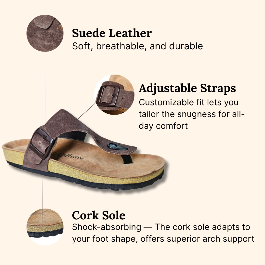 UpHeave Men Suede Leather Slippers/Sandals - Classic Brown