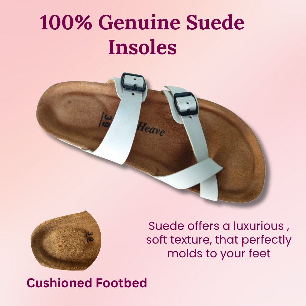 UpHeave Women’s Genuine Leather Slippers - Fresh White