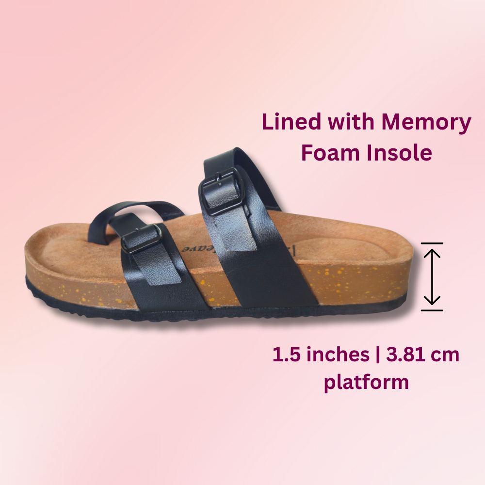 UpHeave Women’s Genuine Leather Slippers - Jet Black