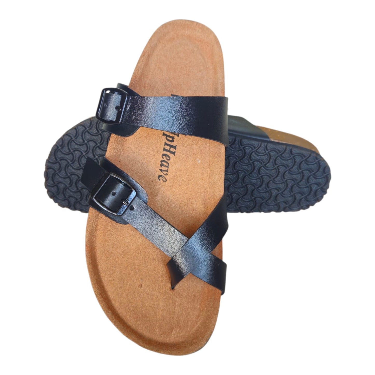 UpHeave Women’s Genuine Leather Slippers - Jet Black