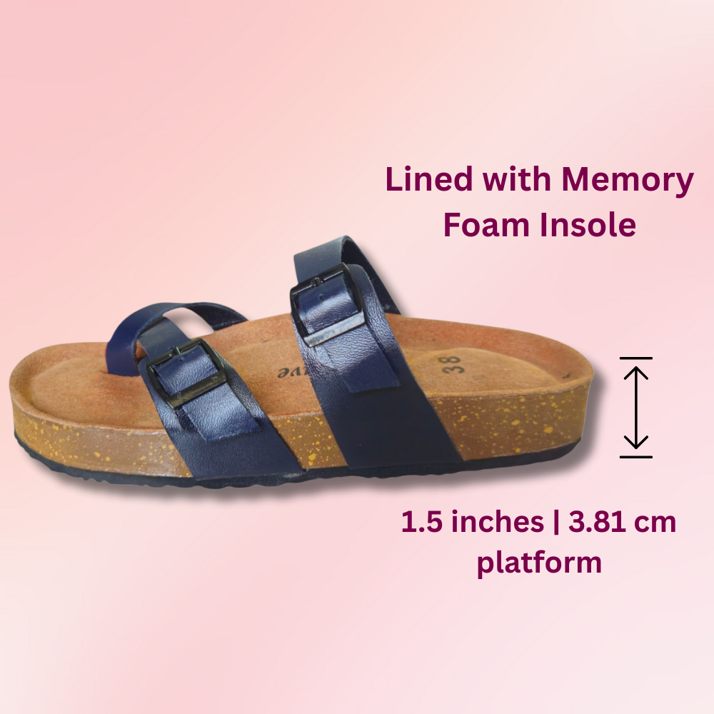 UpHeave Women’s Genuine Leather Slippers - Midnight Navy