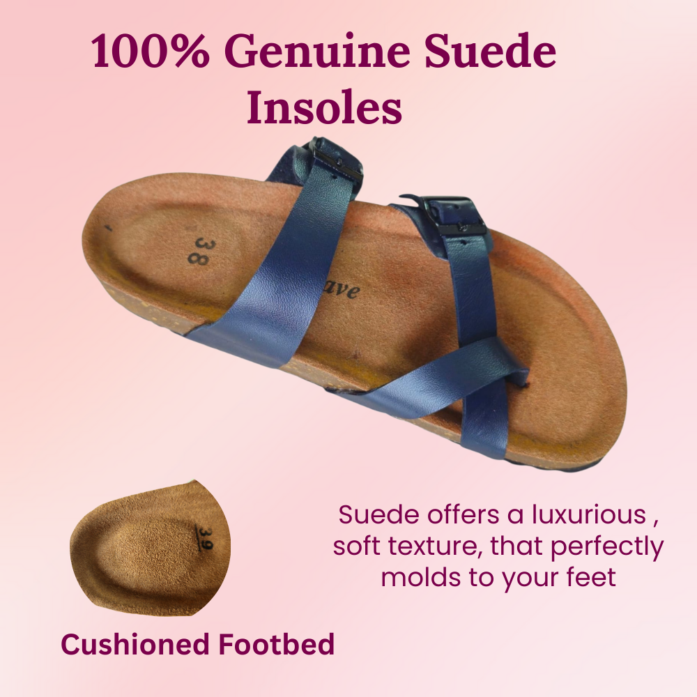 UpHeave Women’s Genuine Leather Slippers - Midnight Navy