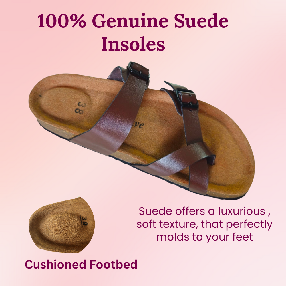 UpHeave Women’s Genuine Leather Slippers - Classic Brown