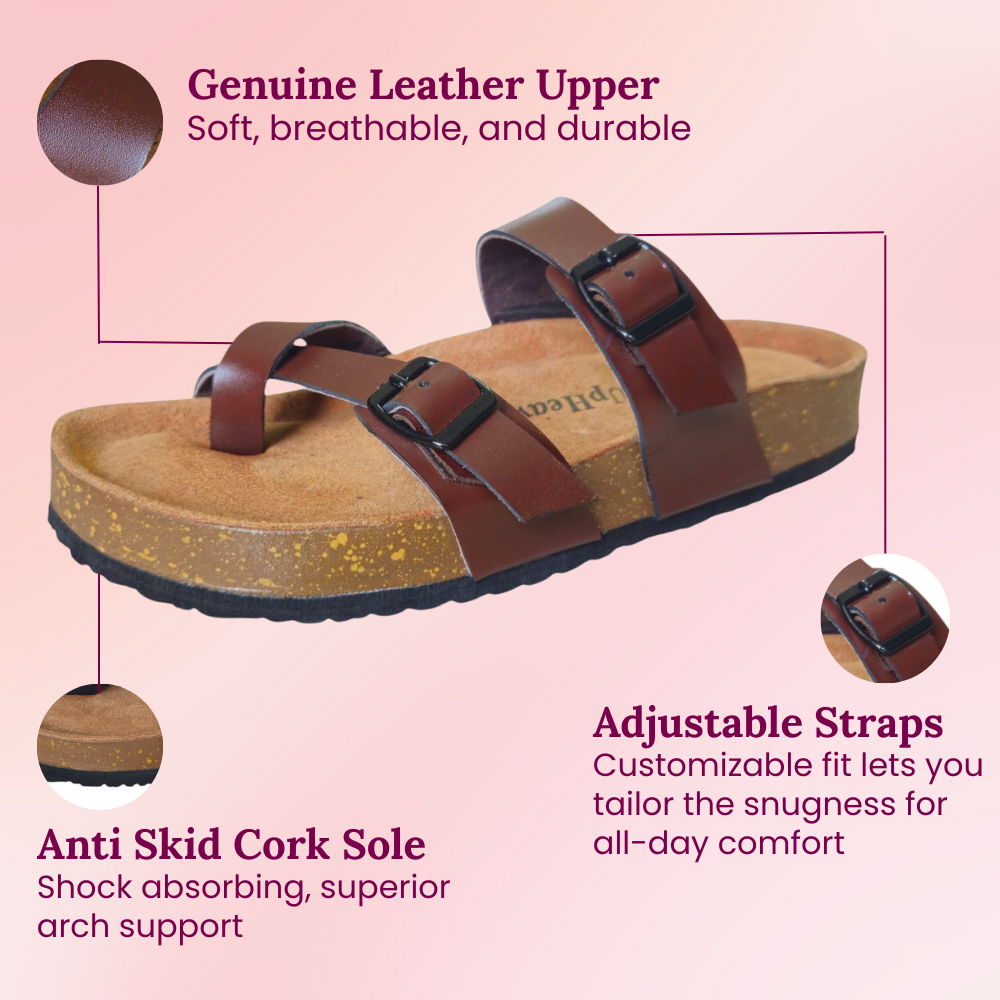 UpHeave Women’s Genuine Leather Slippers - Classic Brown