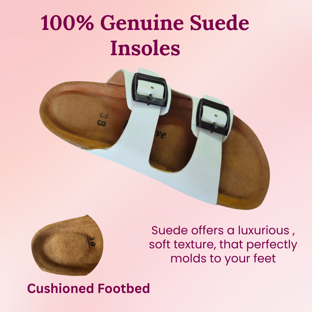 UpHeave Women’s Genuine Leather Slippers - Fresh White