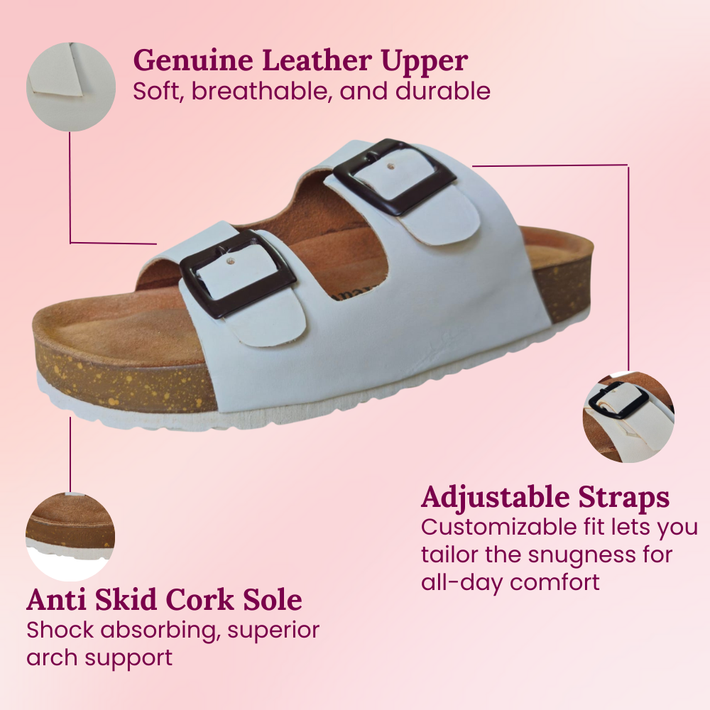 UpHeave Women’s Genuine Leather Slippers - Fresh White
