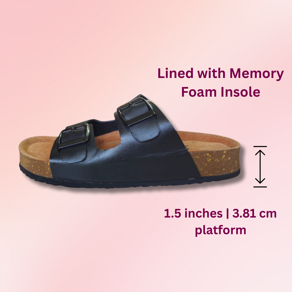 UpHeave Women’s Genuine Leather Slippers - Jet Black