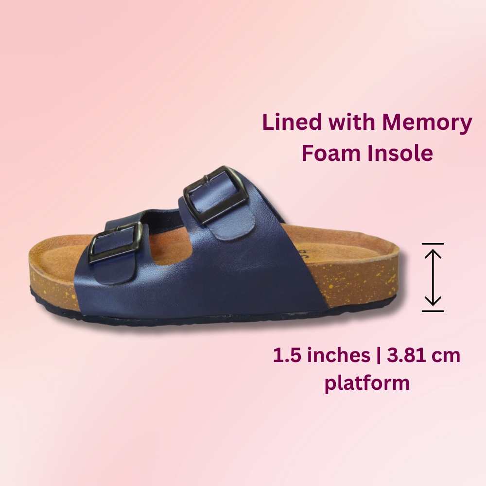 UpHeave Women’s Genuine Leather Slippers - Midnight Navy