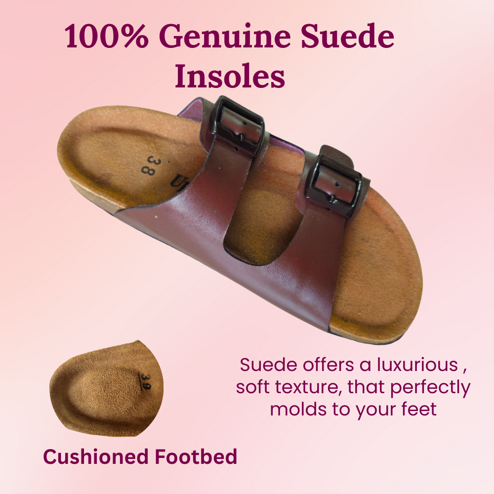 UpHeave Women’s Genuine Leather Slippers - Classic Brown