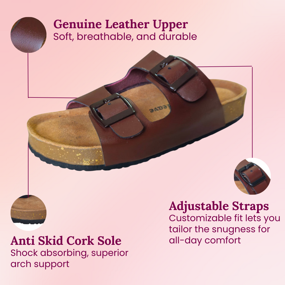 UpHeave Women’s Genuine Leather Slippers - Classic Brown