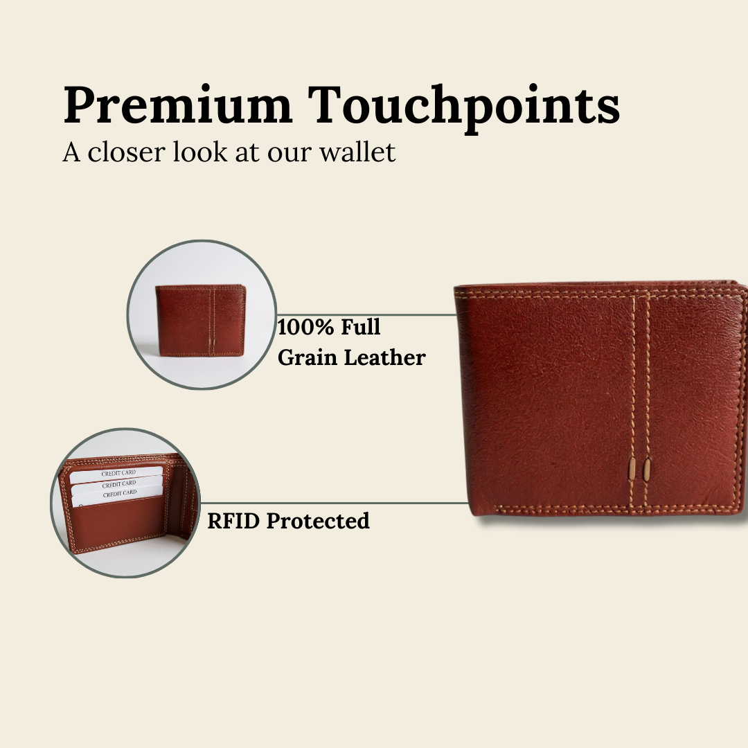 UpHeave Men’s Genuine Full-Grain Leather Wallet - Gift for Men