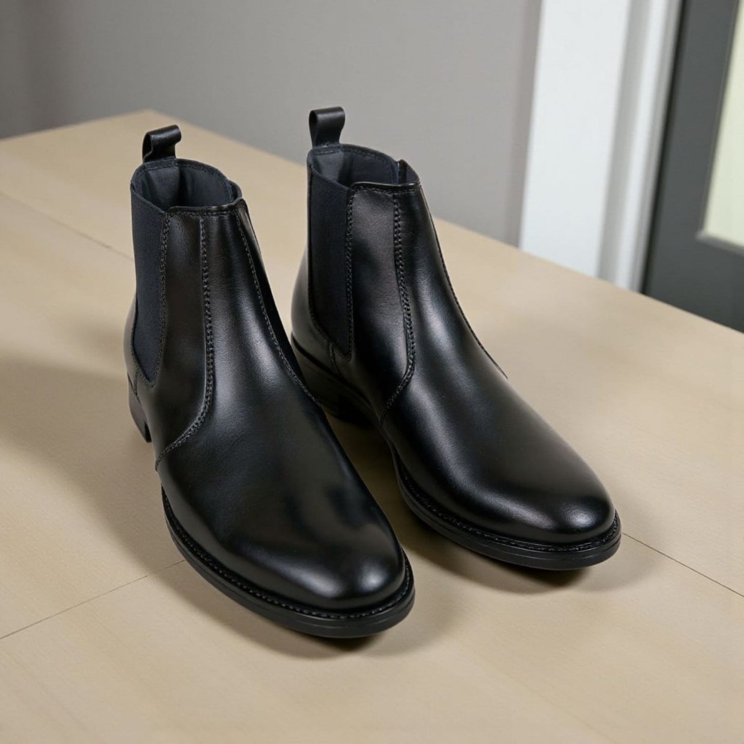 UpHeave Men’s Genuine Leather Chelsea Boots - Classic Black