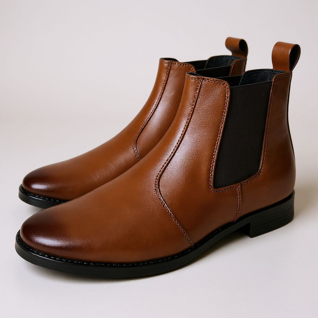 UpHeave Men’s Genuine Leather Chelsea Boots - Classic Tan