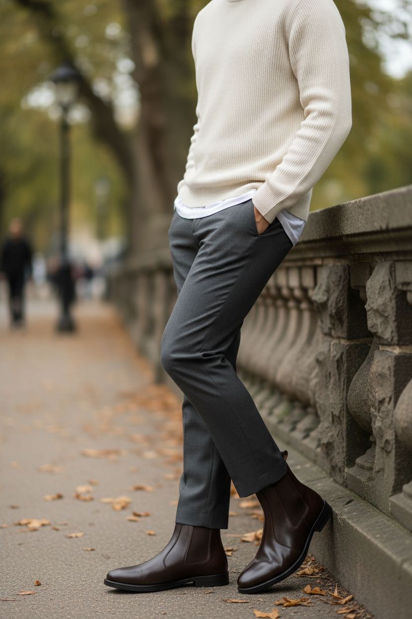 UpHeave Men’s Genuine Leather Chelsea Boots - Classic Brown