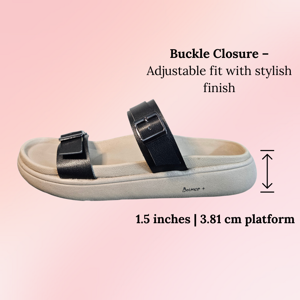 Women’s Vegan Leather Flat Sandals - Black