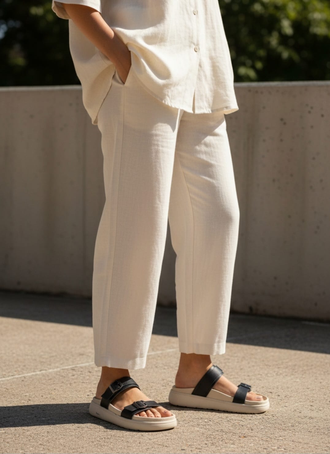 Women’s Vegan Leather Flat Sandals - Black