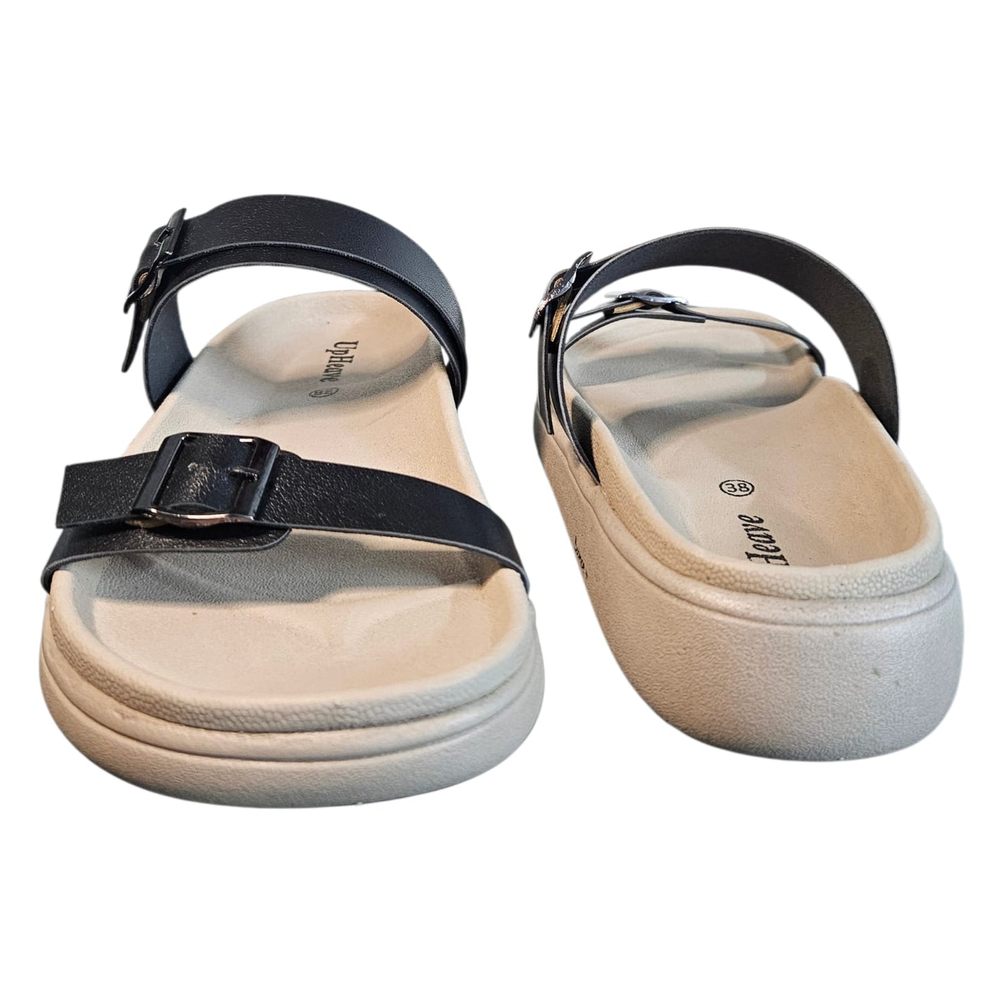 Women’s Vegan Leather Flat Sandals - Black