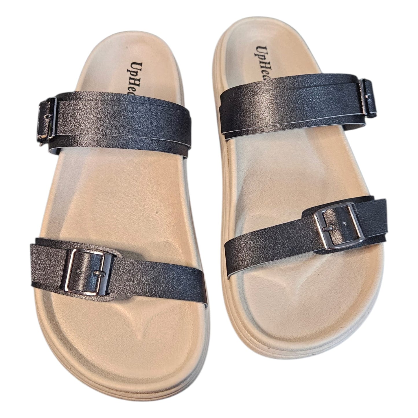 Women’s Vegan Leather Flat Sandals - Black