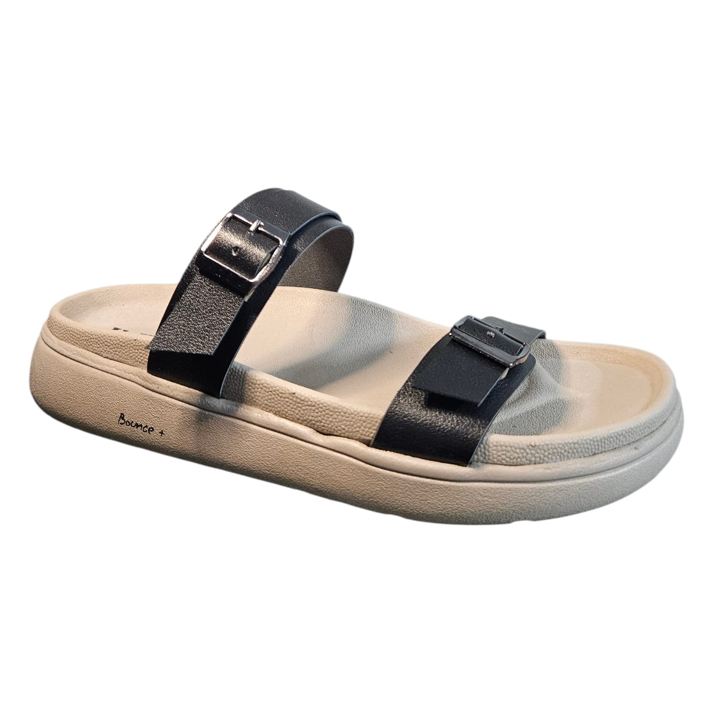 Women’s Vegan Leather Flat Sandals - Black