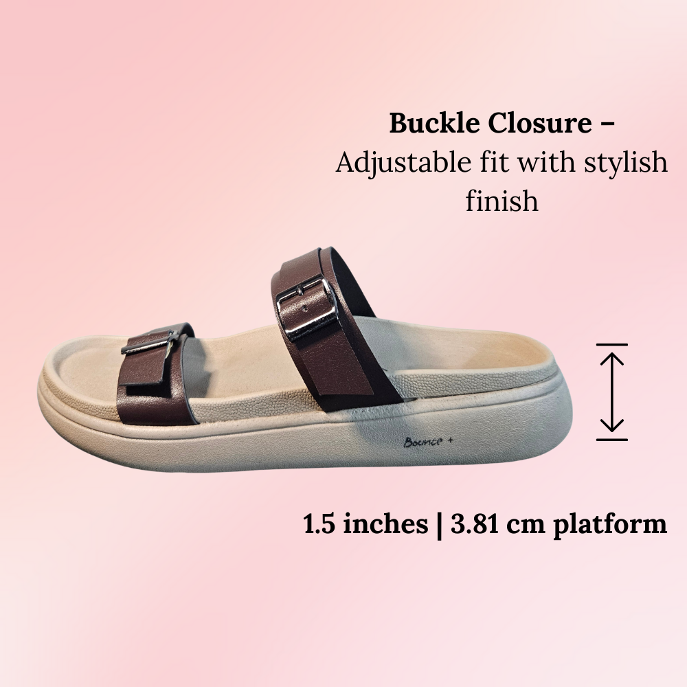 Women’s Vegan Leather Flat Sandals - Brown