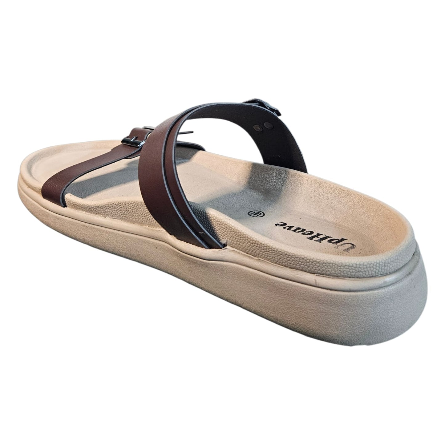 Women’s Vegan Leather Flat Sandals - Brown