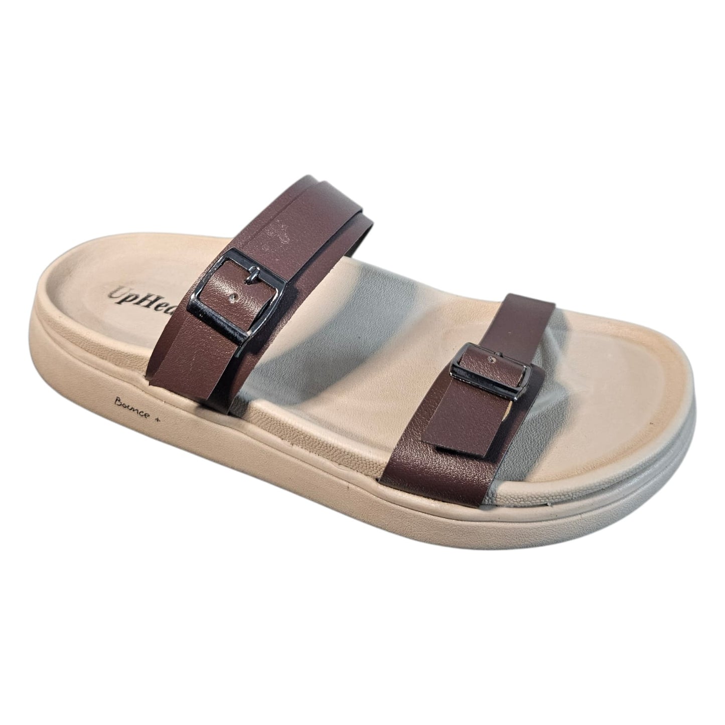 Women’s Vegan Leather Flat Sandals - Brown