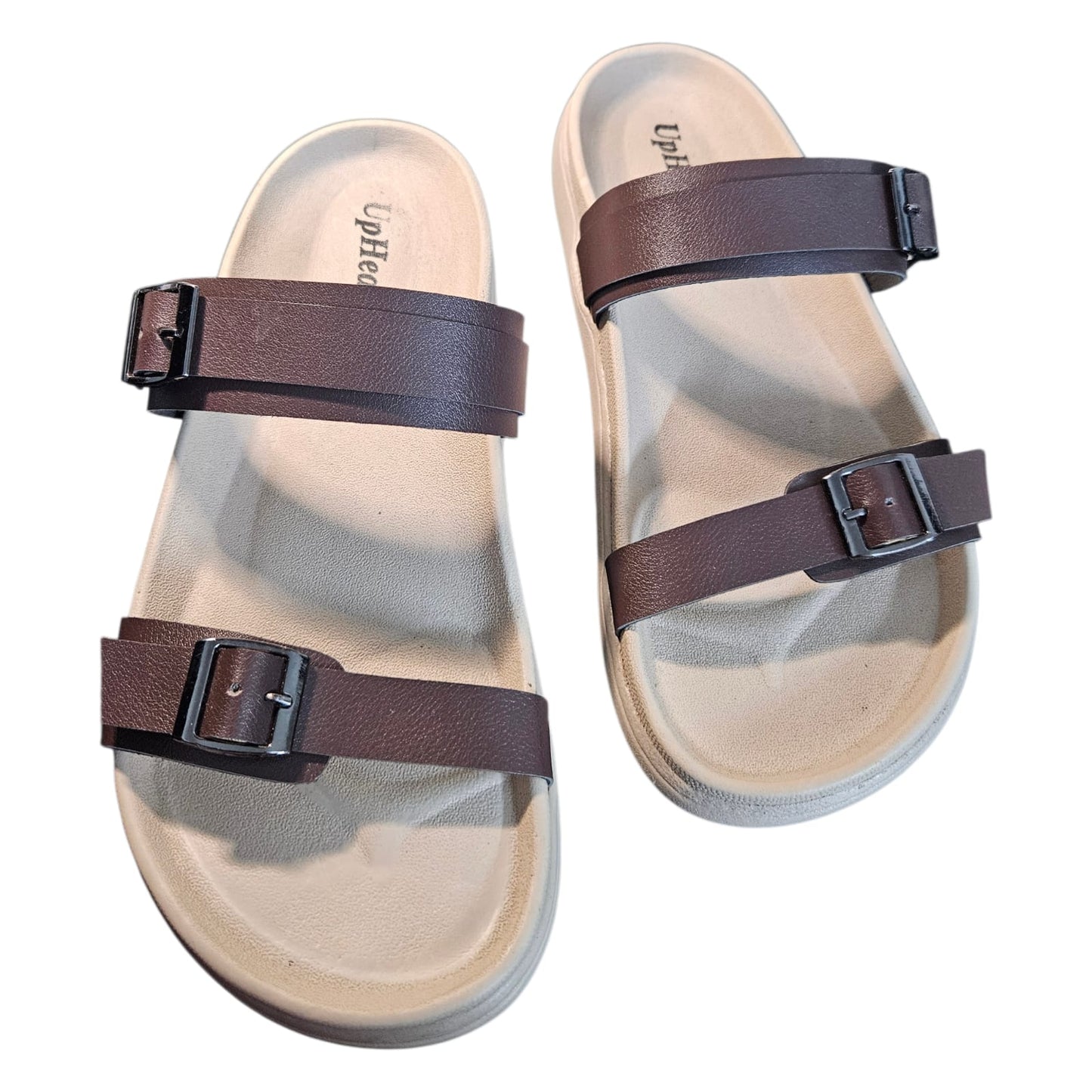 Women’s Vegan Leather Flat Sandals - Brown