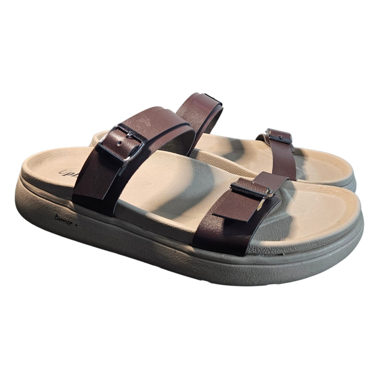 Women’s Vegan Leather Flat Sandals - Brown