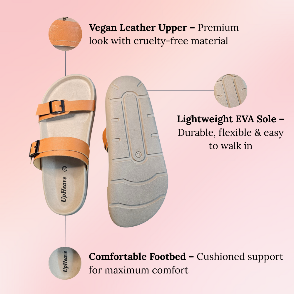 Women’s Vegan Leather Flat Sandals - Tan