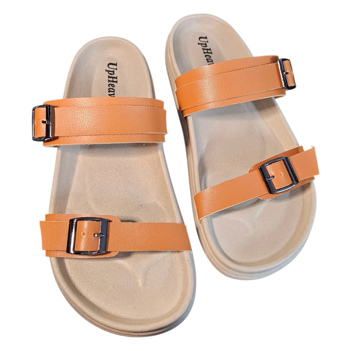 Women’s Vegan Leather Flat Sandals - Tan