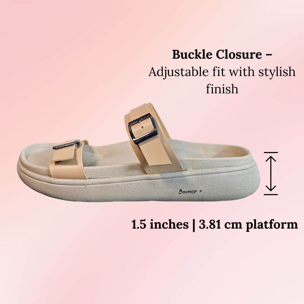 Women’s Vegan Leather Flat Sandals - Beige
