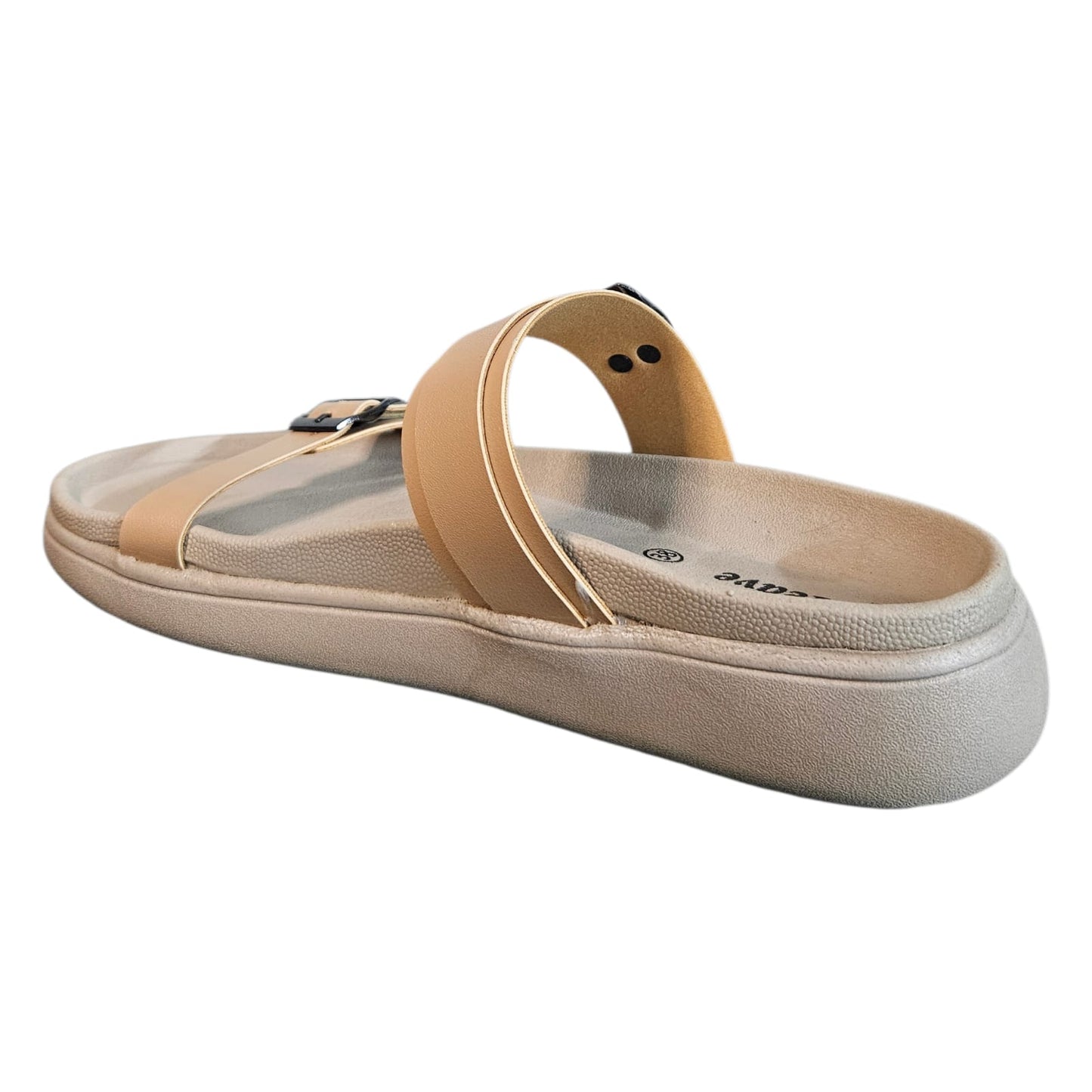Women’s Vegan Leather Flat Sandals - Beige