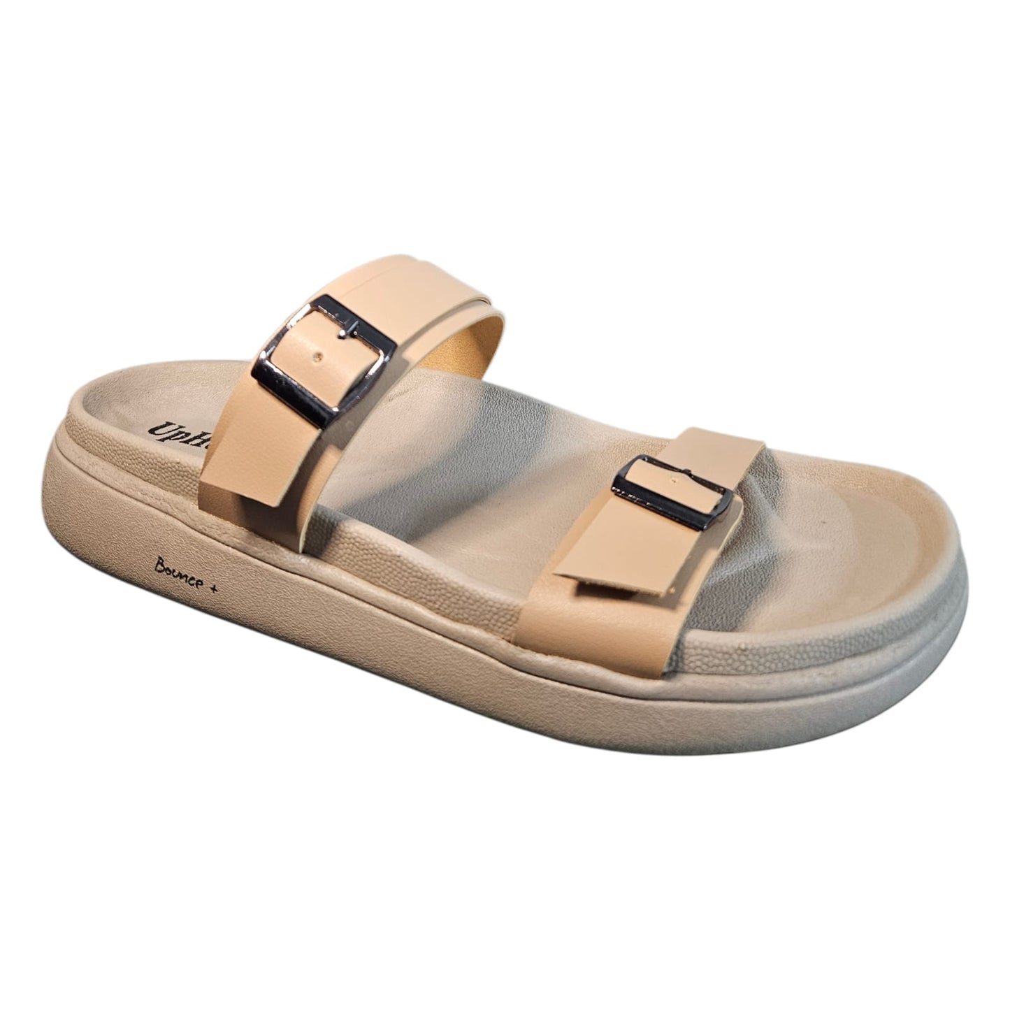 Women’s Vegan Leather Flat Sandals - Beige